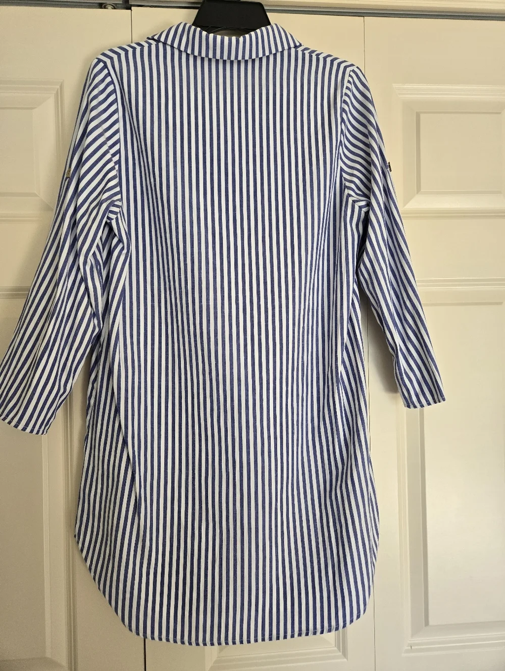 Cupshe Blue White Striped Cover Up Tunic Cotton Blend Beach Size Large - Picture 3 of 5